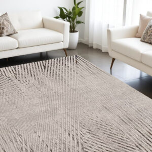 8' X 11' Gray And Ivory Geometric Area Rug