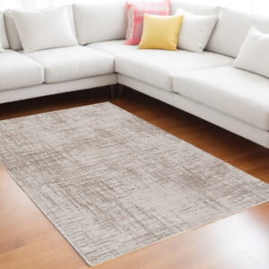 8' X 11' Beige And Tan Abstract Distressed Area Rug