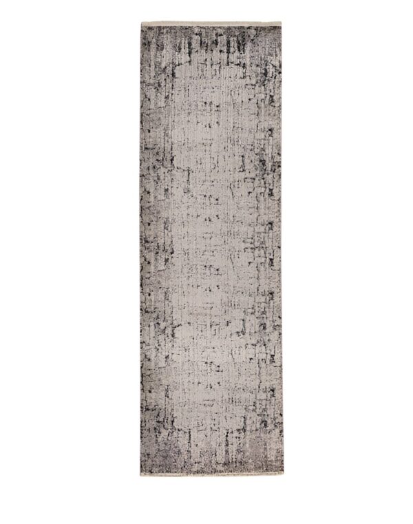 8' Ivory And Gray Abstract Distressed Runner Rug