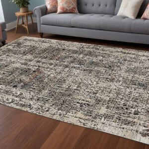 8' X 11' Gray Oriental Area Rug