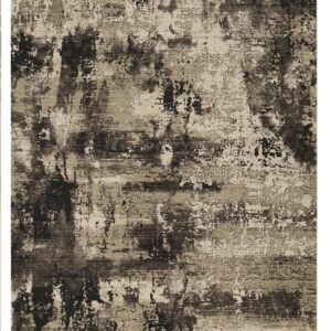 4' X 5' Ivory And Charcoal Abstract Distressed Area Rug