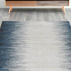 5' X 8' Ivory And Blue Ombre Area Rug