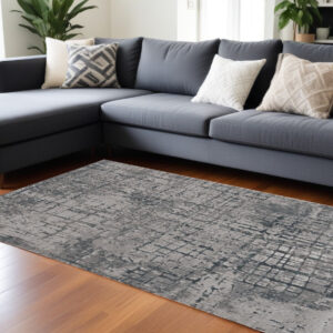 10' X 13' Gray and Ivory Abstract Area Rug