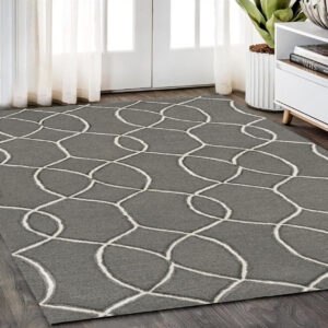 5' X 7' Charcoal Wool Trellis Hand Tufted Area Rug