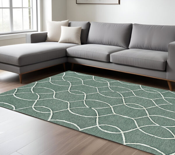 9' X 13' Gray and Ivory Wool Moroccan Hand Tufted Area Rug