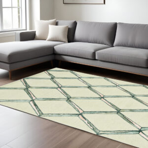 12' X 15' Cream Wool Geometric Hand Tufted Area Rug