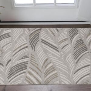 2' X 3' Gray Botanical Leaves Area Rug