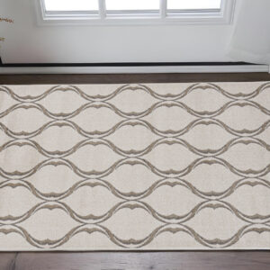 2' X 3' Sand Wavy Line Pattern Accent Rug