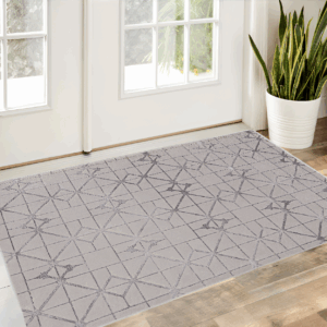 3' X 5' Gray and Ivory Geometric Area Rug