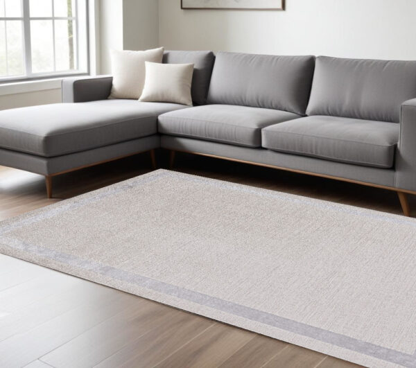 8' X 11' Gray and Ivory Area Rug