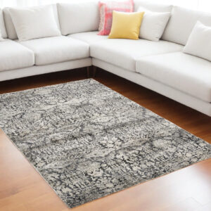 8' X 11' Gray Floral Area Rug