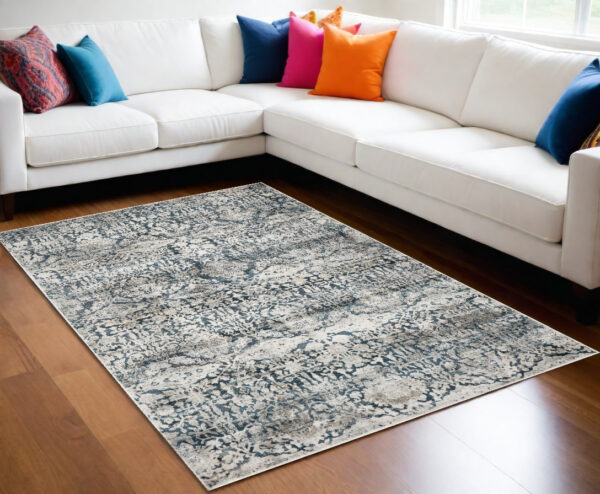 9' X 13' Teal Floral Area Rug