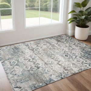 3' X 5' Teal Geometric Area Rug