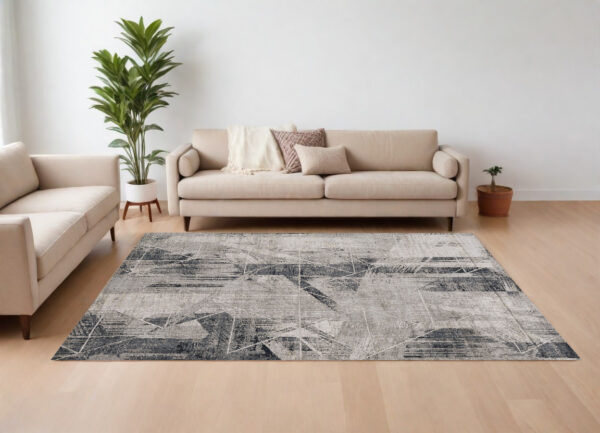9' X 13' Gray Abstract Area Rug