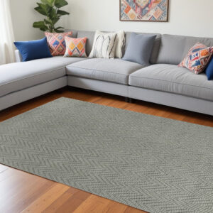 8' X 11' Gray Chevron Hand Woven Area Rug