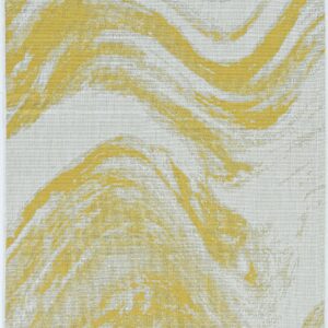 3' X 5' Gold and Ivory Abstract Area Rug