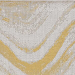 8' X 11' Ivory And Gold Abstract Area Rug