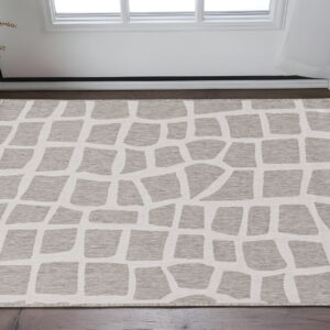 3' X 5' Gray and Ivory Cobblestone Area Rug