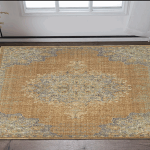 3' X 5' Coffee Brown Machine Woven Floral Medallion Indoor Area Rug