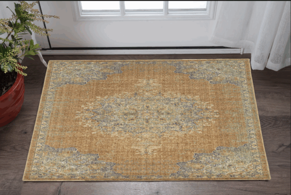 3' X 5' Coffee Brown Machine Woven Floral Medallion Indoor Area Rug