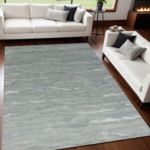 5' X 7' Slate Gray And Ivory Abstract Hand Tufted Area Rug