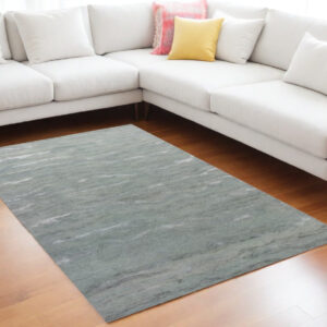 8' X 10' Slate Gray And Ivory Wool Abstract Hand Tufted Area Rug