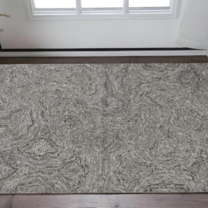 3' X 5' Gray And Dark Gray Abstract Hand Tufted Area Rug