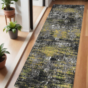7' Gray Abstract Runner Rug