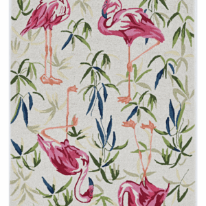 3' X 5' Ivory And Pink Tropical Botanical Hand Hooked Area Rug