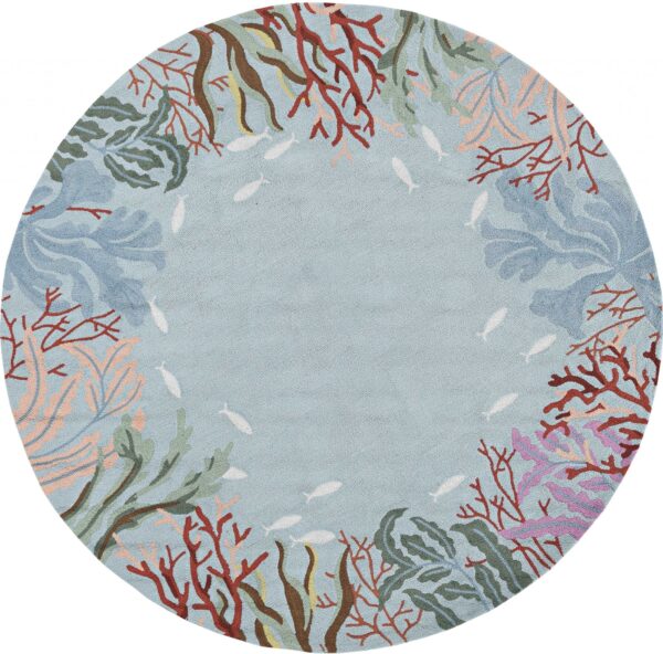 8' Blue Hand Tufted Round Rug