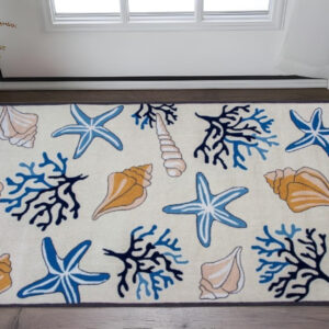 2' X 4' Ivory Seashell and Coral Hand Tufted Area Rug