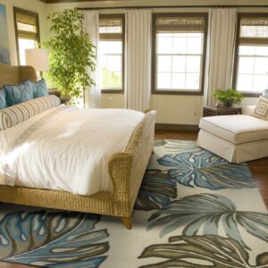 8' X 10' Ivory Hand Tufted Monstera Indoor Area Rug
