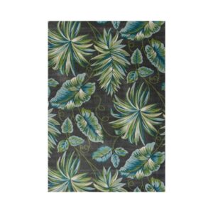 3' X 5' Grey Floral Polypropylene Rug