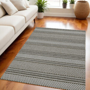 5' X 8' Gray Striped Area Rug