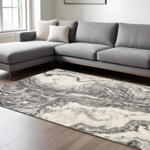 8' X 10' Gray And Ivory Abstract Area Rug