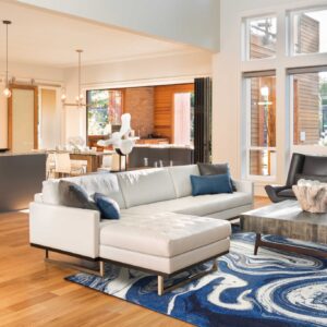 5' X 7' Blue And Beige Abstract Area Rug