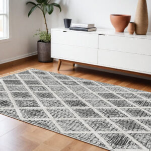9' X 13' Charcoal Geometric Area Rug
