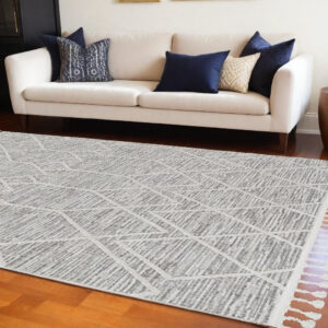 12' X 15' Gray and Ivory Geometric Area Rug