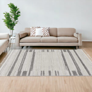 12' X 15' Gray and Ivory Abstract Area Rug