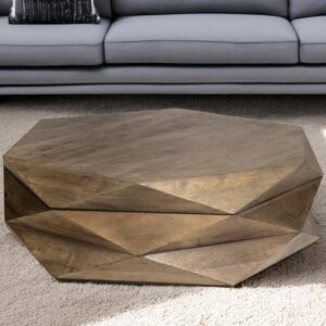 48" Brown Wood Hexagon Coffee Table