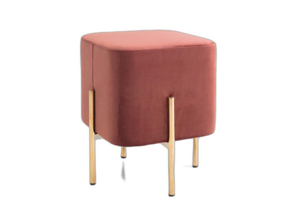 16" Copper Velvet And Gold Cube Ottoman