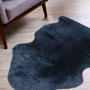 2' X 3' Navy New Zealand Natural Sheepskin Rug