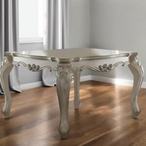 55" Antiqued White Solid Wood And Solid Manufactured Wood Dining Table
