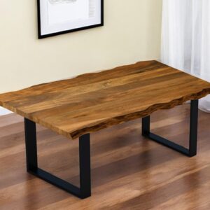 63" Brown And Black Solid Wood Sled Base Dining Table