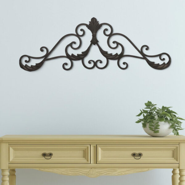11" X 32" Brown Metal Rustic Scroll Hanging Dimensional Sculpture