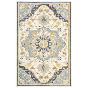 8' X 10' Blue And Ivory Bohemian Rug