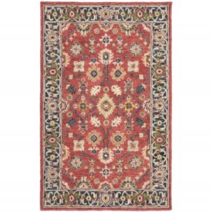 4' X 6' Red And Blue Bohemian Area Rug