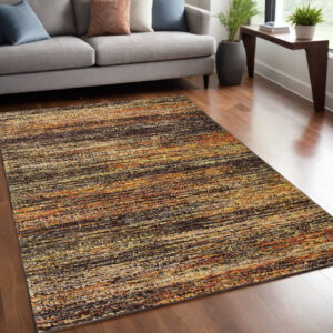 5' X 8' Gold And Slate Abstract Area Rug