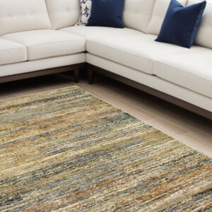 6' X 9' Gold And Green Abstract Area Rug