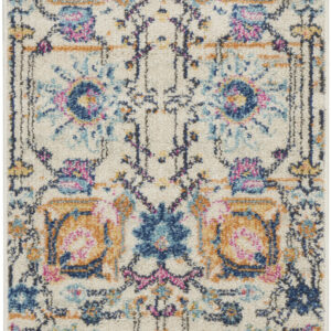 2' X 3' Ivory And Blue Floral Area Rug